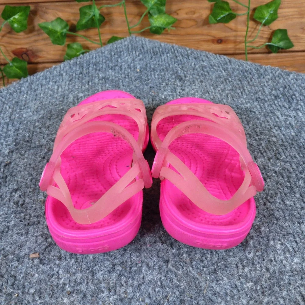 Crocs Adrina Hearts Toddler Girls Sandals‎ Size 6 Summer Play Pink Synthetic
